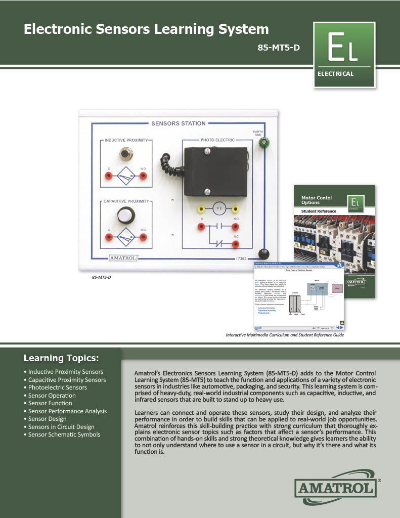 Electronic Sensors Training System Amatrol Electronic Sensors Trainer 85-MT5D