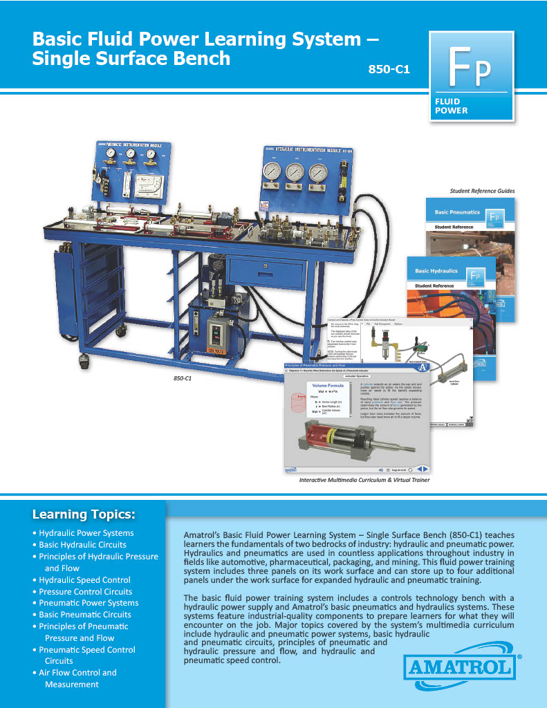 Basic Fluid Power Training System Amatrol Basic Fluid Power Trainer 850-C1