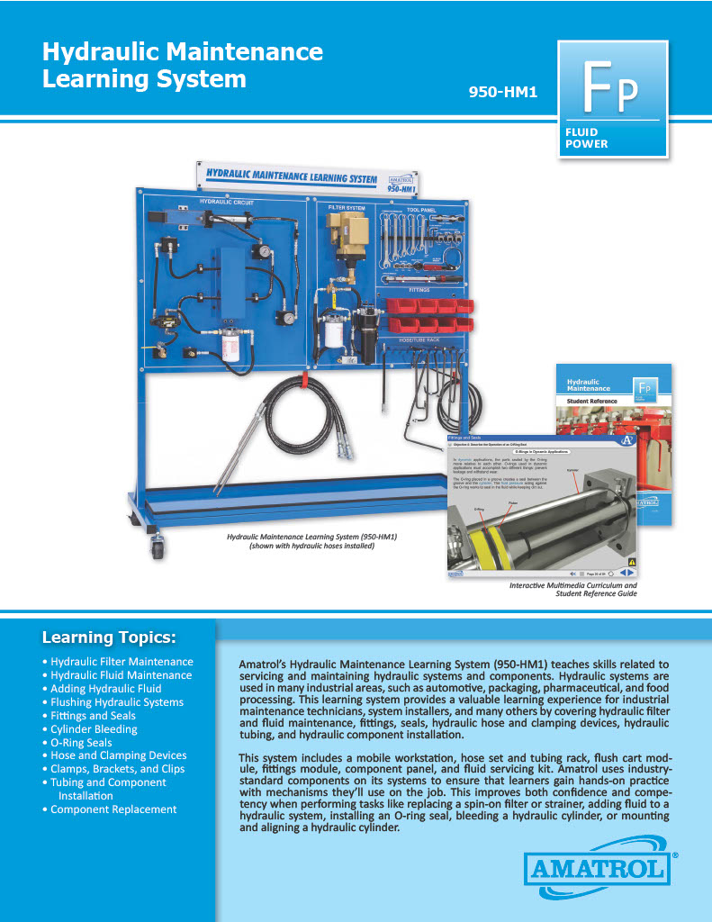 Hydraulic Maintenance Learning System Amatrol Hydraulic Maintenance Trainer 950-HM1