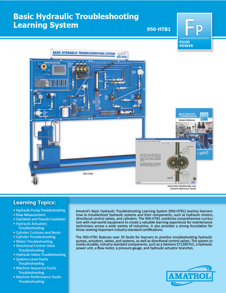 Basic Hydraulic Troubleshooting Training System Amatrol Basic Hydraulic Troubleshooting Trainer