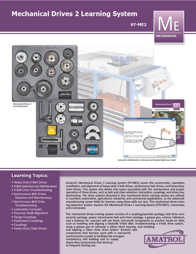 Mechanical Drives 2 Learning System Amatrol Belt & Chain Drive Training System 97-ME2