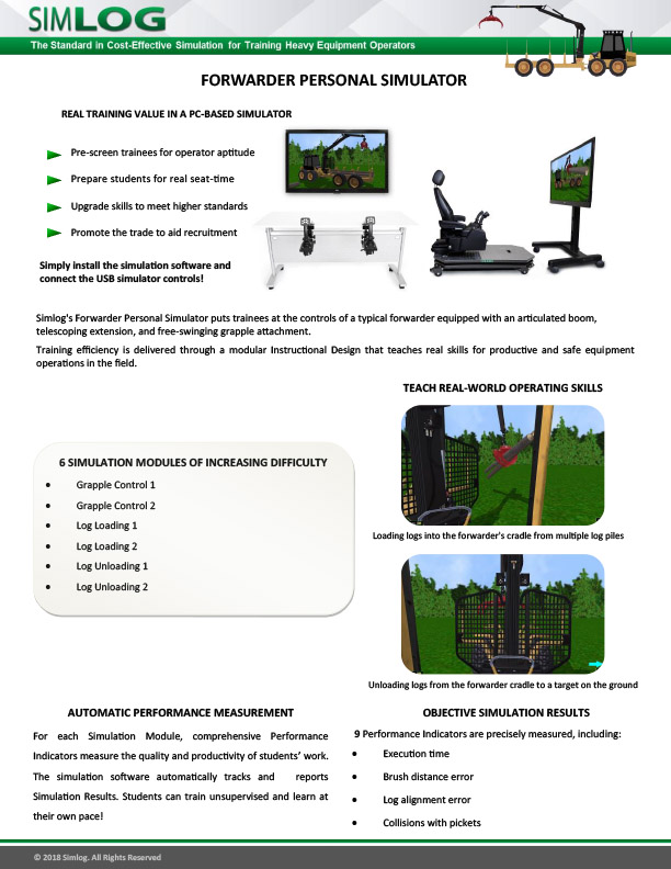Simlog Forwarder Personal Simulator Brochure