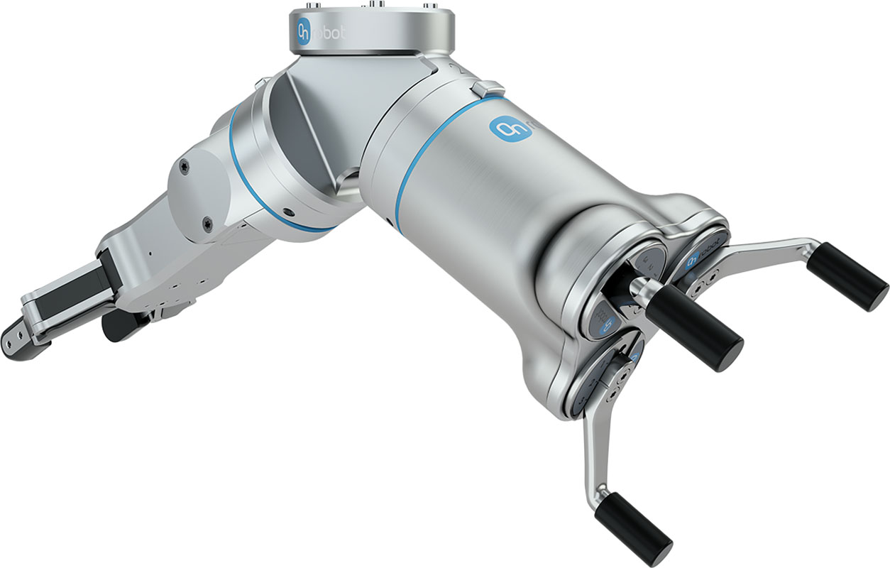 OnRobot Dual Quick Changer with 3FG15 and RG2 OnRobot Dual Quick Changer with Grippers