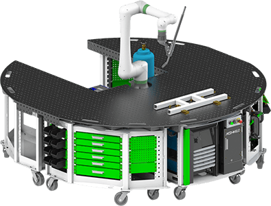 Configureable with up to four carts Modular Robot Welding Training Systems