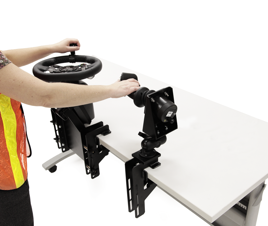 USB joystick and steering wheel with knob for simulator training Reach Lift Truck Joystick and Steering Setup
