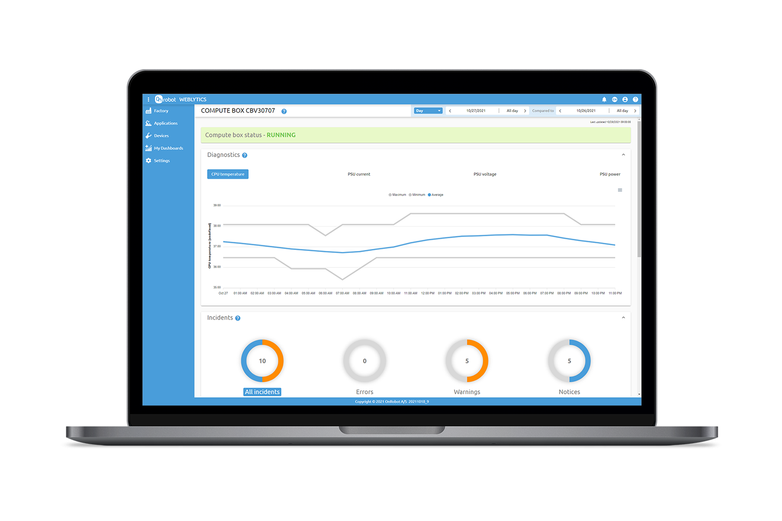 Weblytics Screenshot | Compute Box Weblytics Universal Cobot Monitoring Softwre
