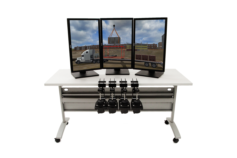 Replica Controls | 3 Portrait Displays with 4-Lever Controls Mobile Crane Simulator 3 Portrait Displays with 4-Lever Controls