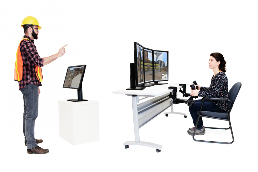 Replica Controls with Signaling Monitor Mobile Crane Simulator with Joystick Controls and 3 Landscape Displays